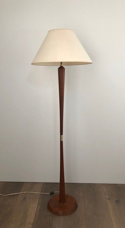 Floor lamp in exotic wood and brass