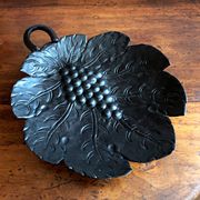 Artisanal embossed metal tripod dish