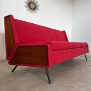 Antique Italian design fabric sofa from the 60s, vintage convertible