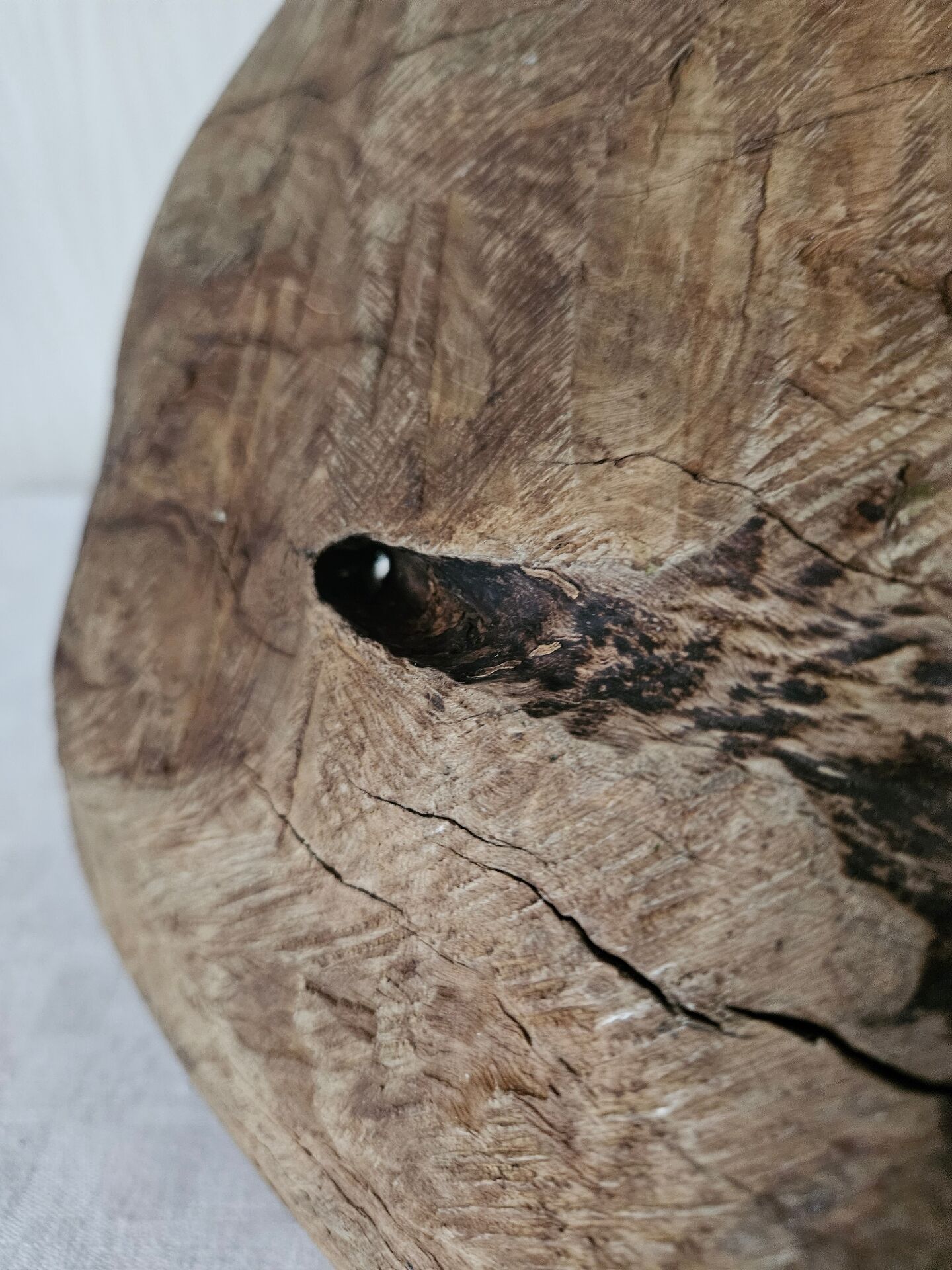 Vintage brutalist olive wood basket