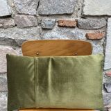 Vintage canvas cushion and velvet flower pattern