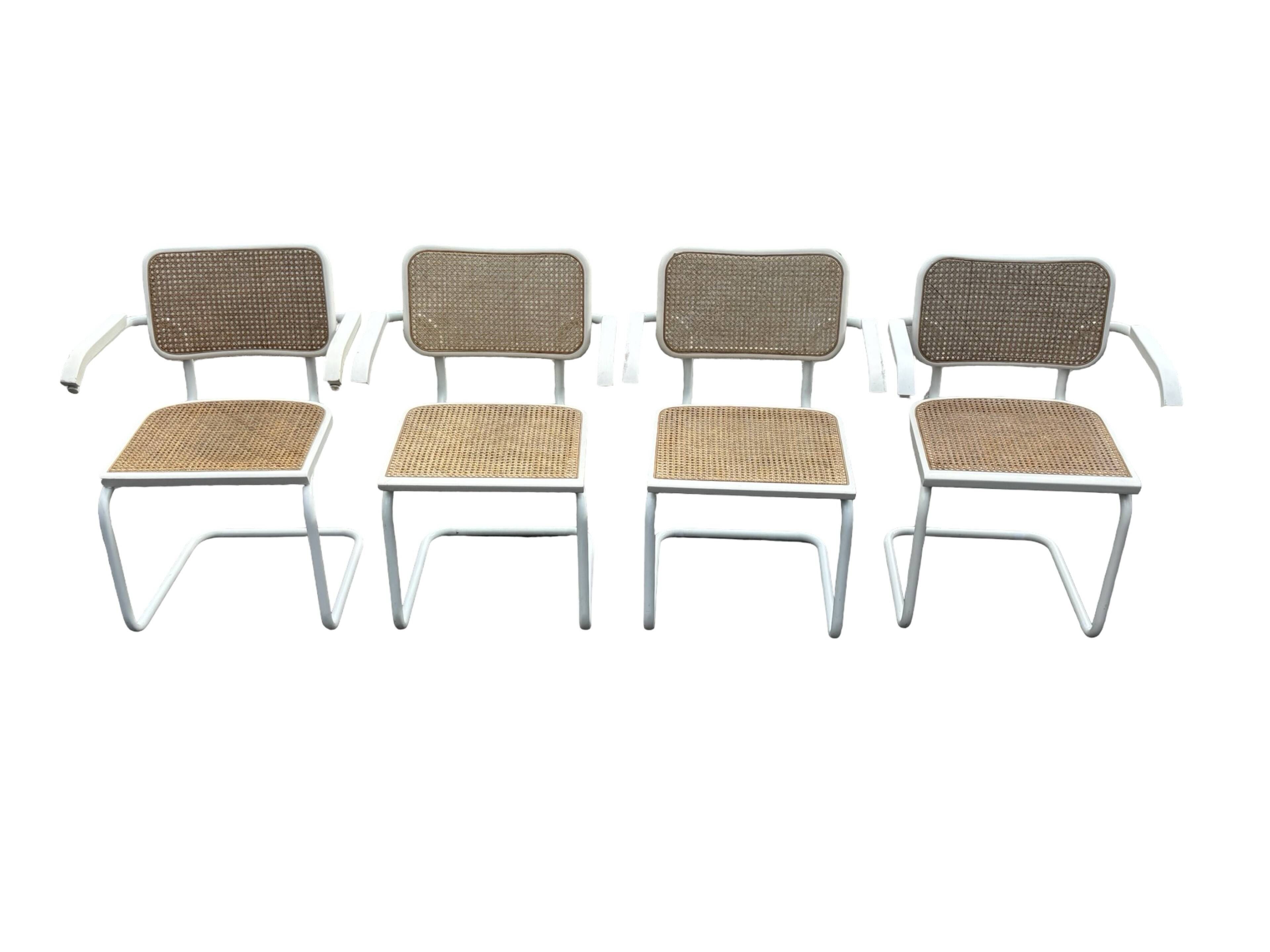 Set of 4 Cesca chairs model B64 with armrests Cesca Marcel breuer design