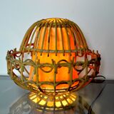 Lampe de table en rotin, art populaire, France, 1960