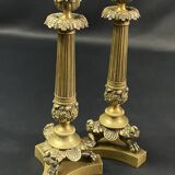 Pair of gilt and chiseled bronze candlesticks from the Restoration period
