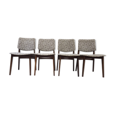Suite de 4 chaises scandinaves vintage en teck années  1960