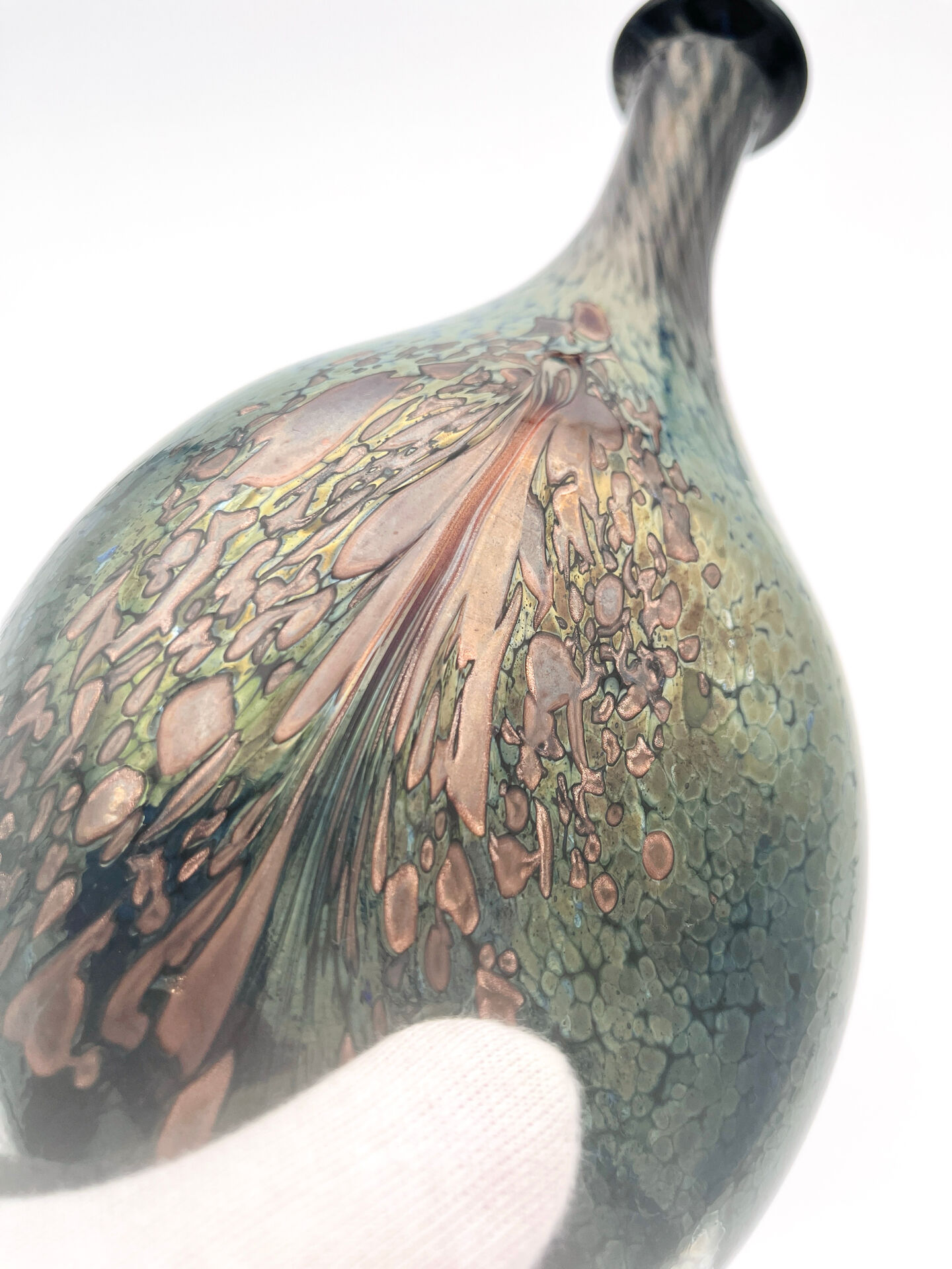 Vase R Pierini Studio Glass 1984 Copper 27cm Mineral Inclusions Signed