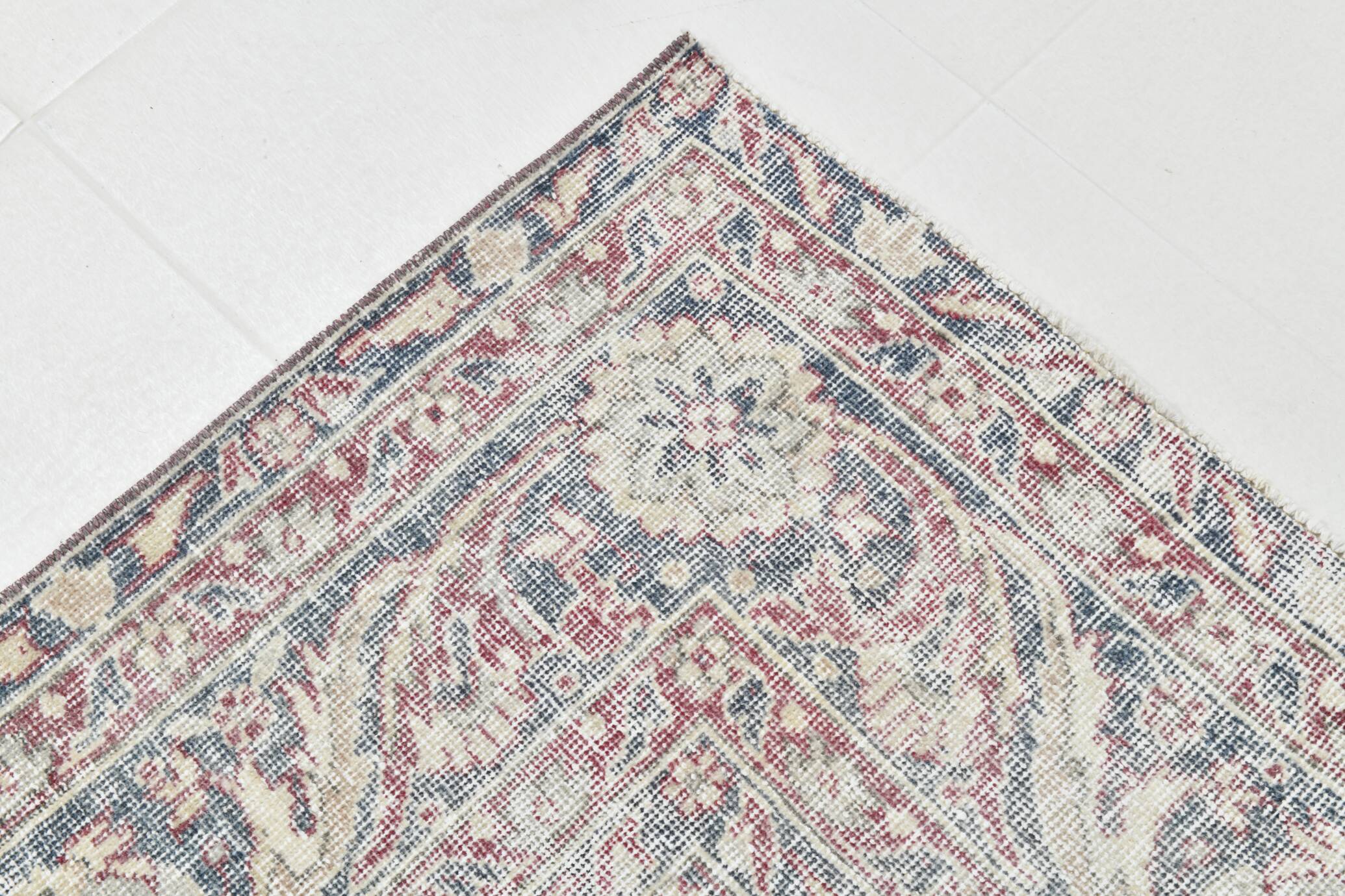 7x10 Faded Grey Beige Turkish Vintage Rug, 216x304Cm
