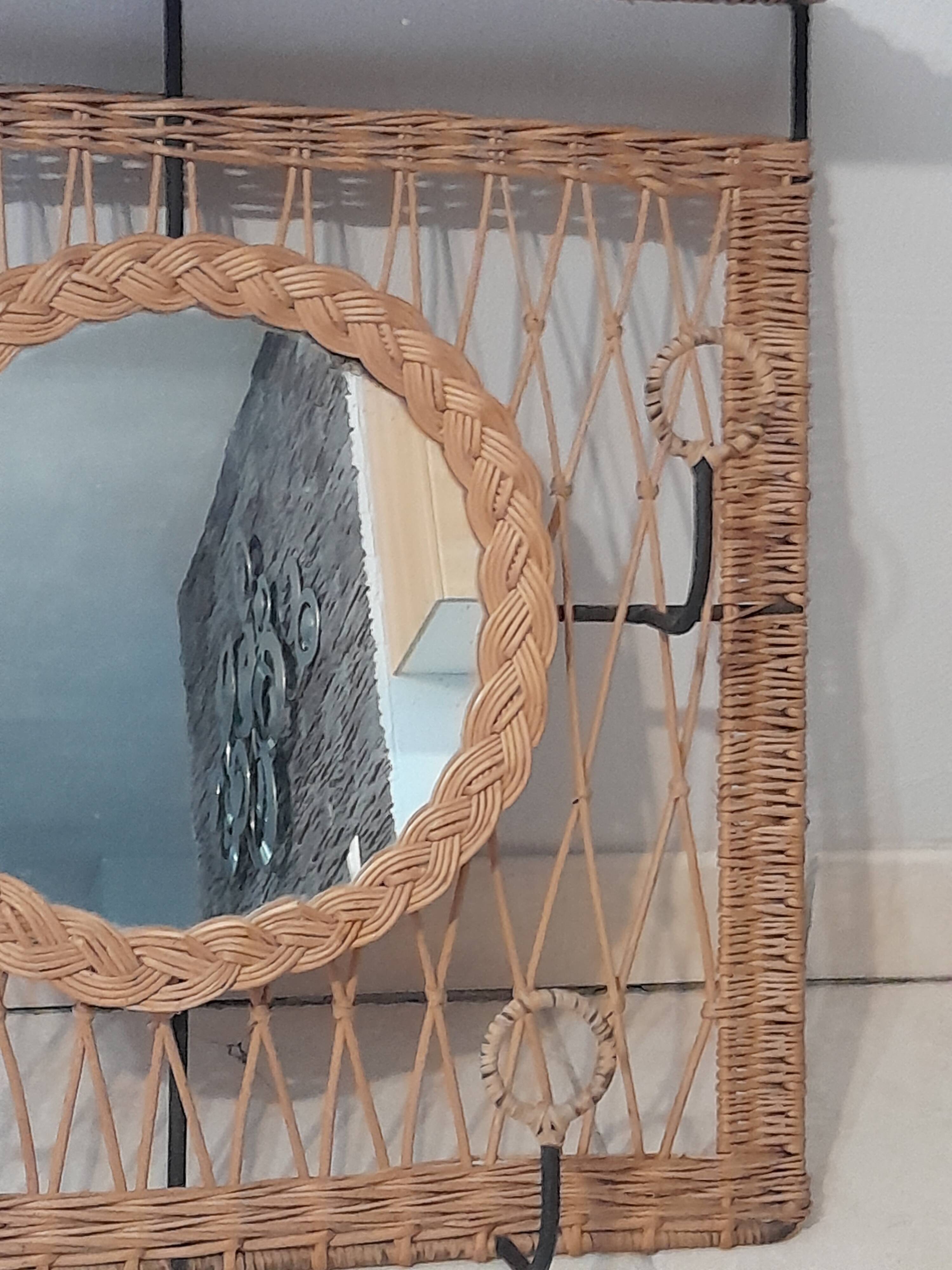 Coat rack dressing room vintage rattan year 50