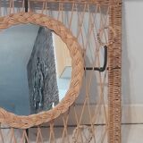 Coat rack dressing room vintage rattan year 50