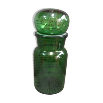 Green vintage glass apothecary jar