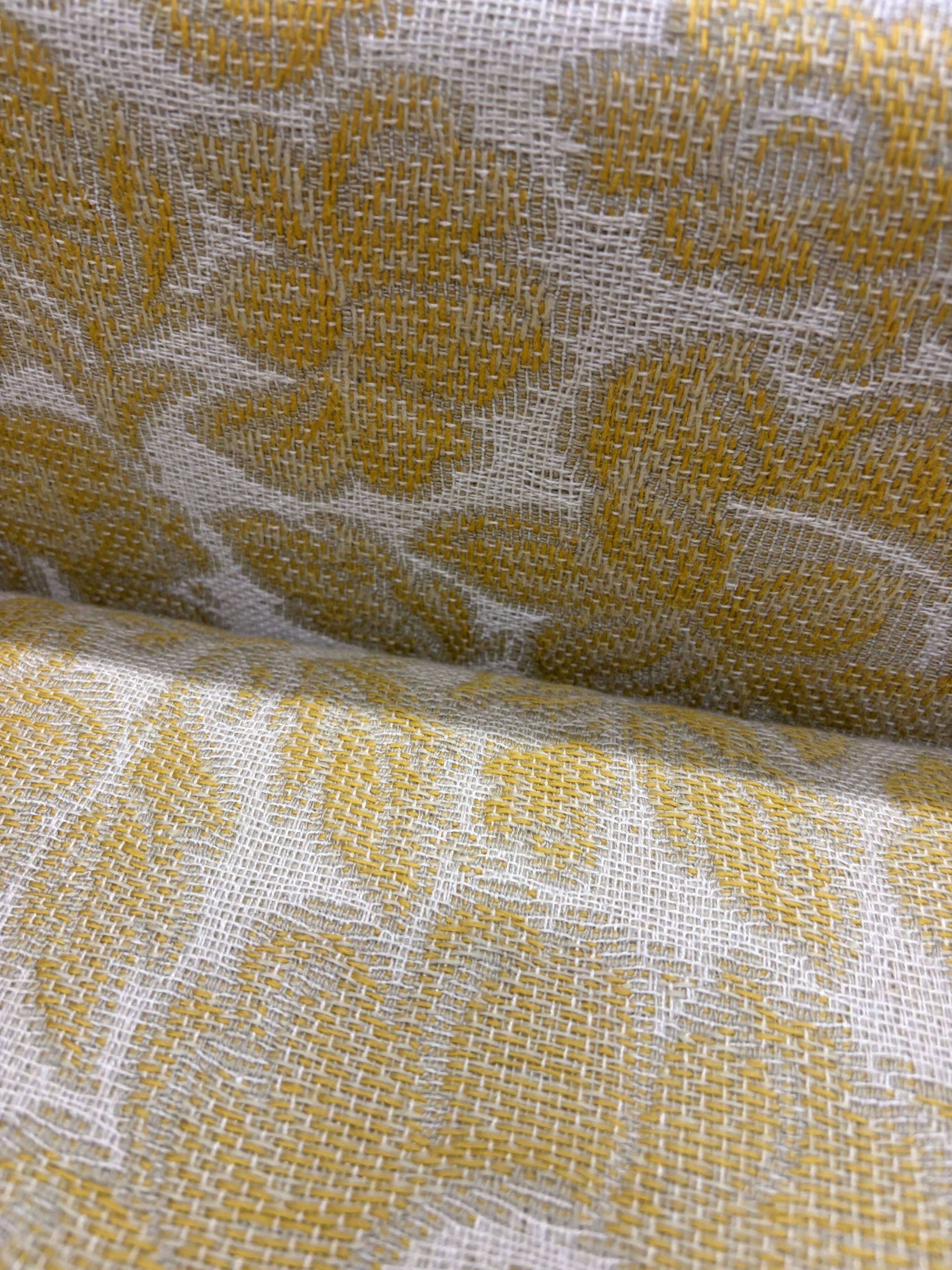 Vintage wooden sofa / armchair with yellow accent