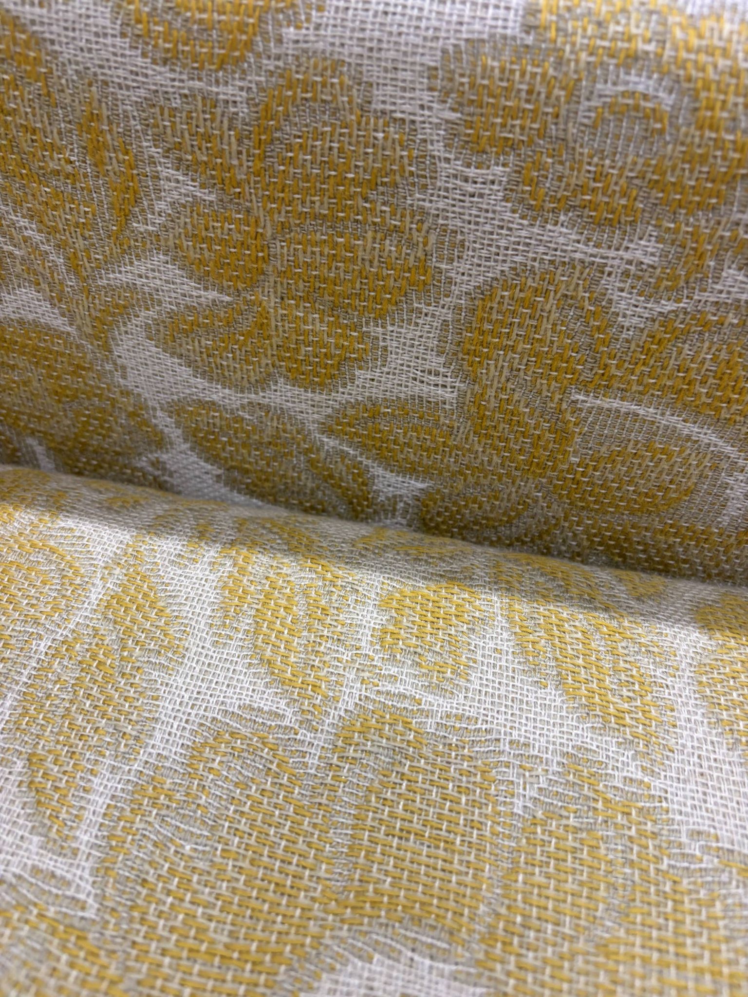 Vintage wooden sofa / armchair with yellow accent
