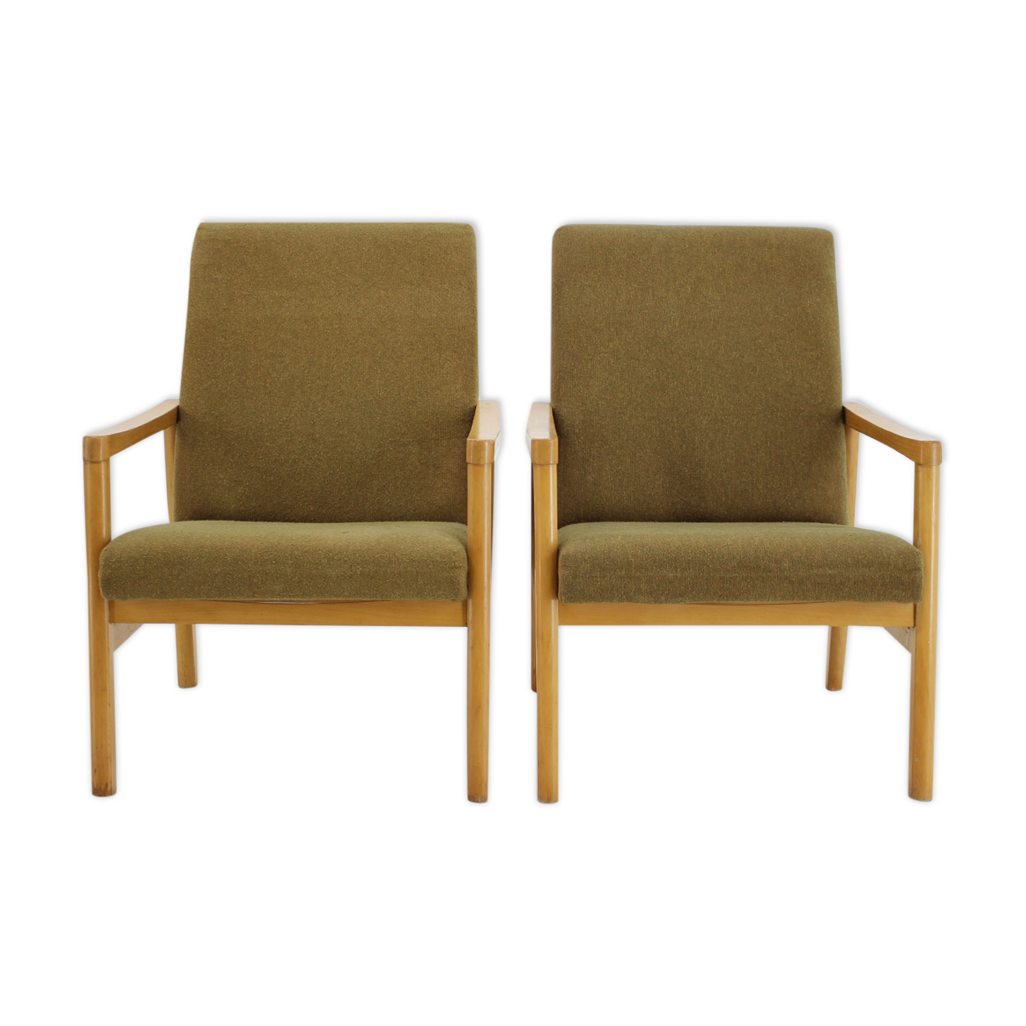 1960s Pair of Beech Armchairs, Czechoslovakia