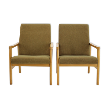 1960s Pair of Beech Armchairs, Czechoslovakia