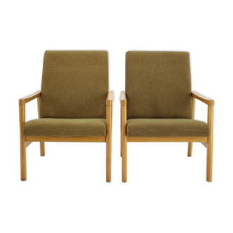 1960s Pair of Beech Armchairs, Czechoslovakia