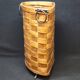 Antique vintage corner woven wooden basket umbrella holder / basket