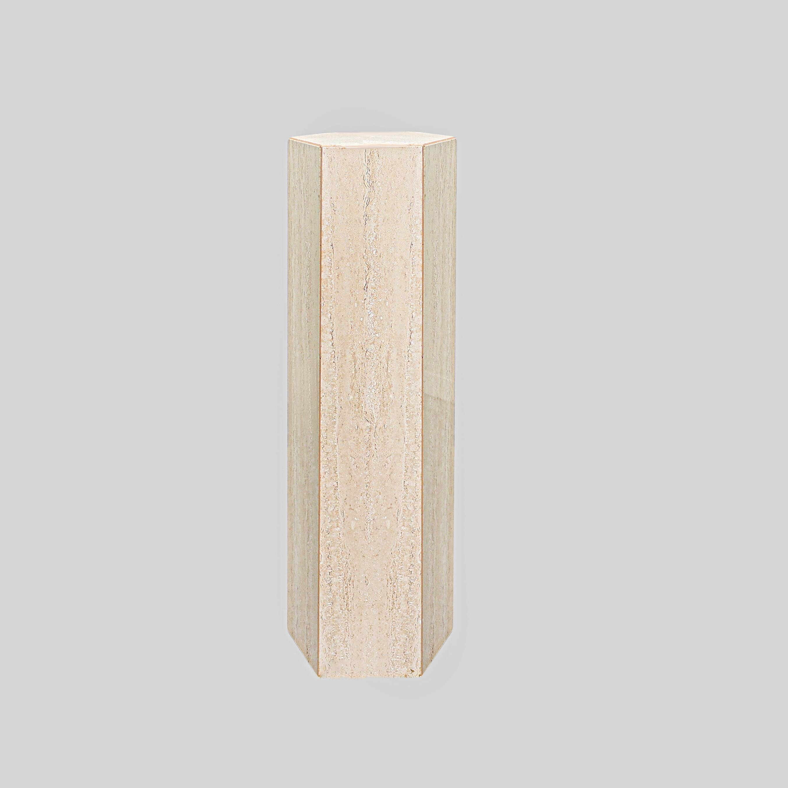 Vintage Travertine Pedestal, 1980s.