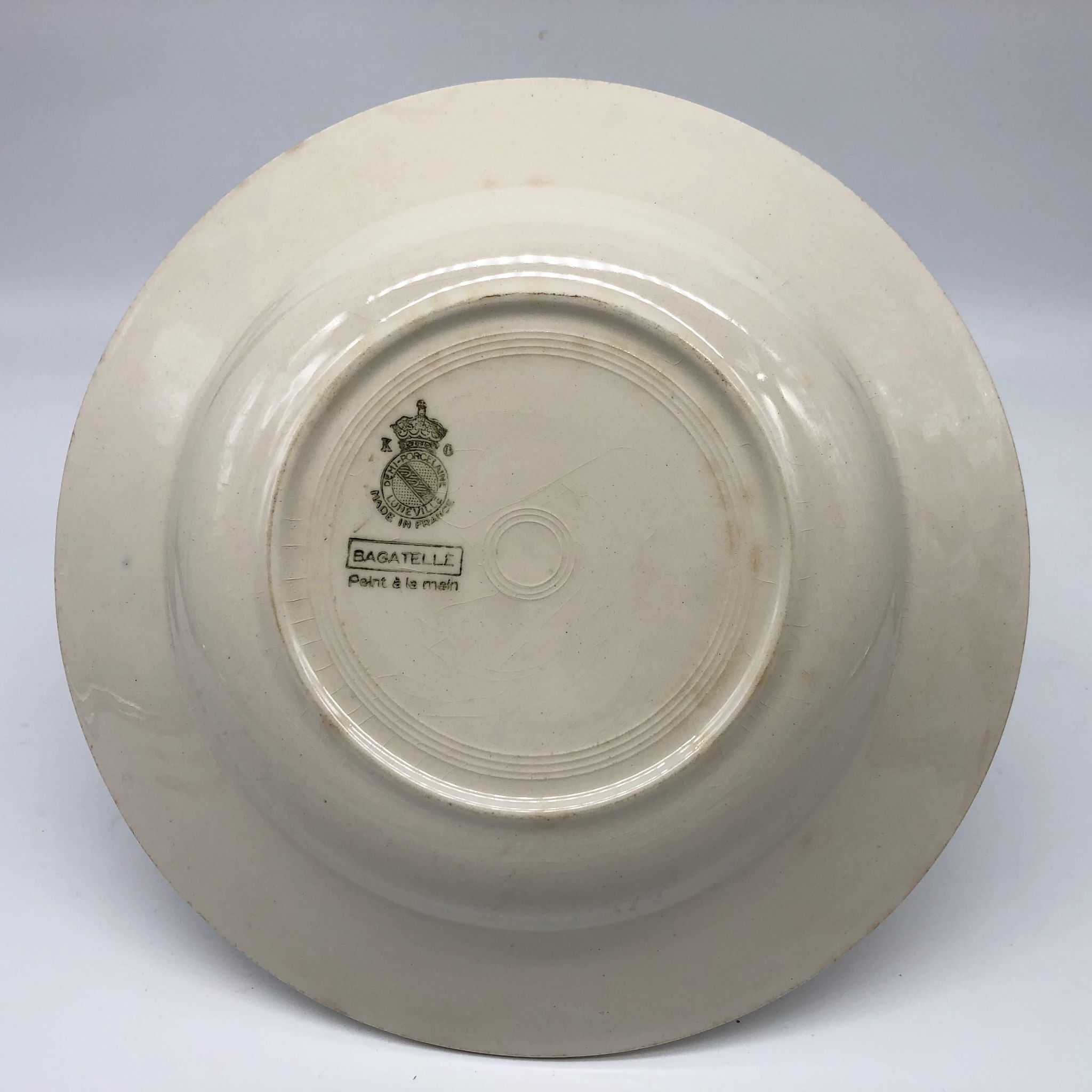 4 hollow plates "lunéville" bagatelle model, hand-painted décor