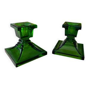 paire de bougeoirs vintage - vert