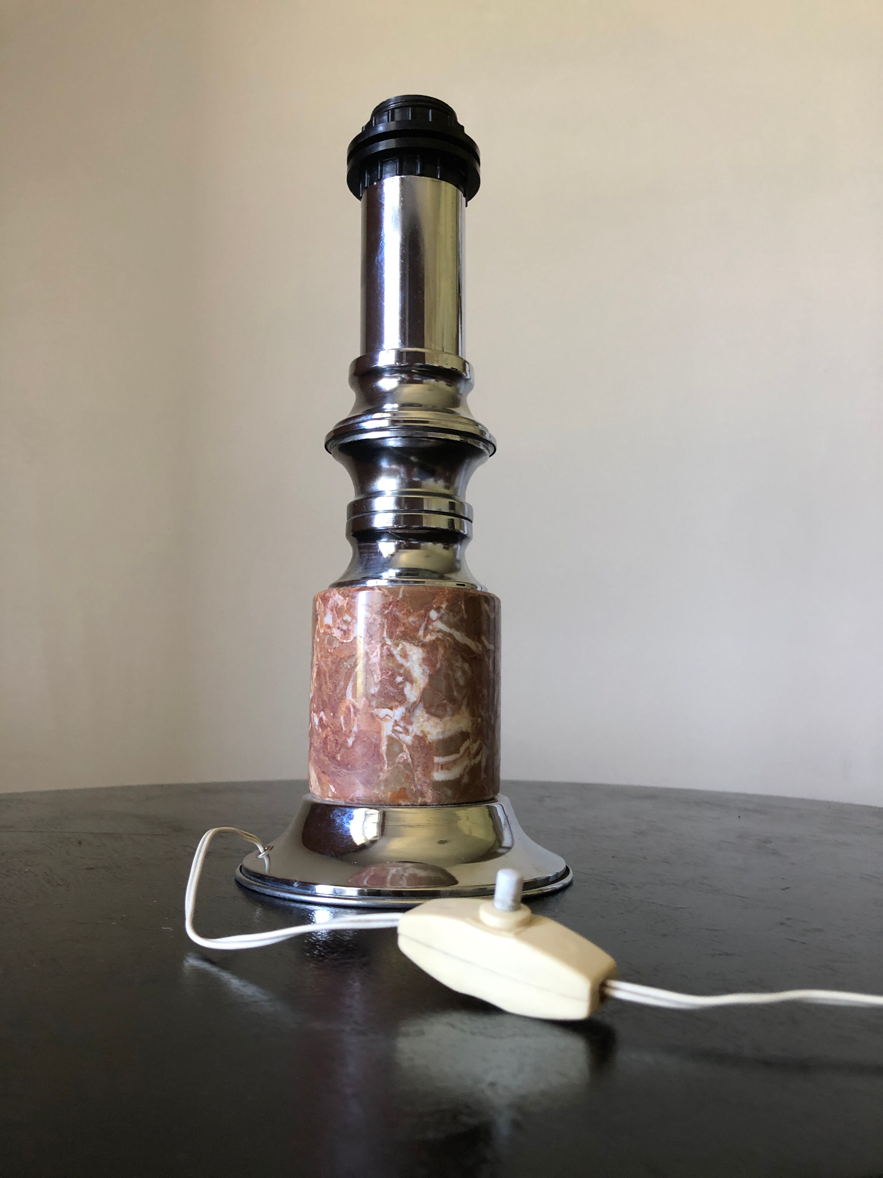 Lamp foot chrome and pink marble