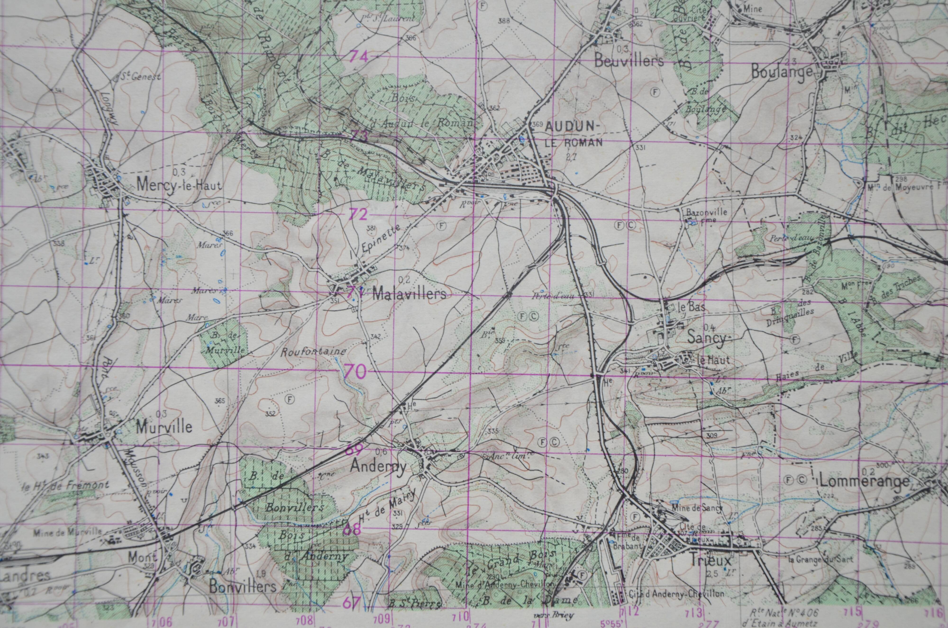 Vintage map of Audun-le-Roman