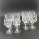 Chiseled crystal aperitif glasses with flower pattern