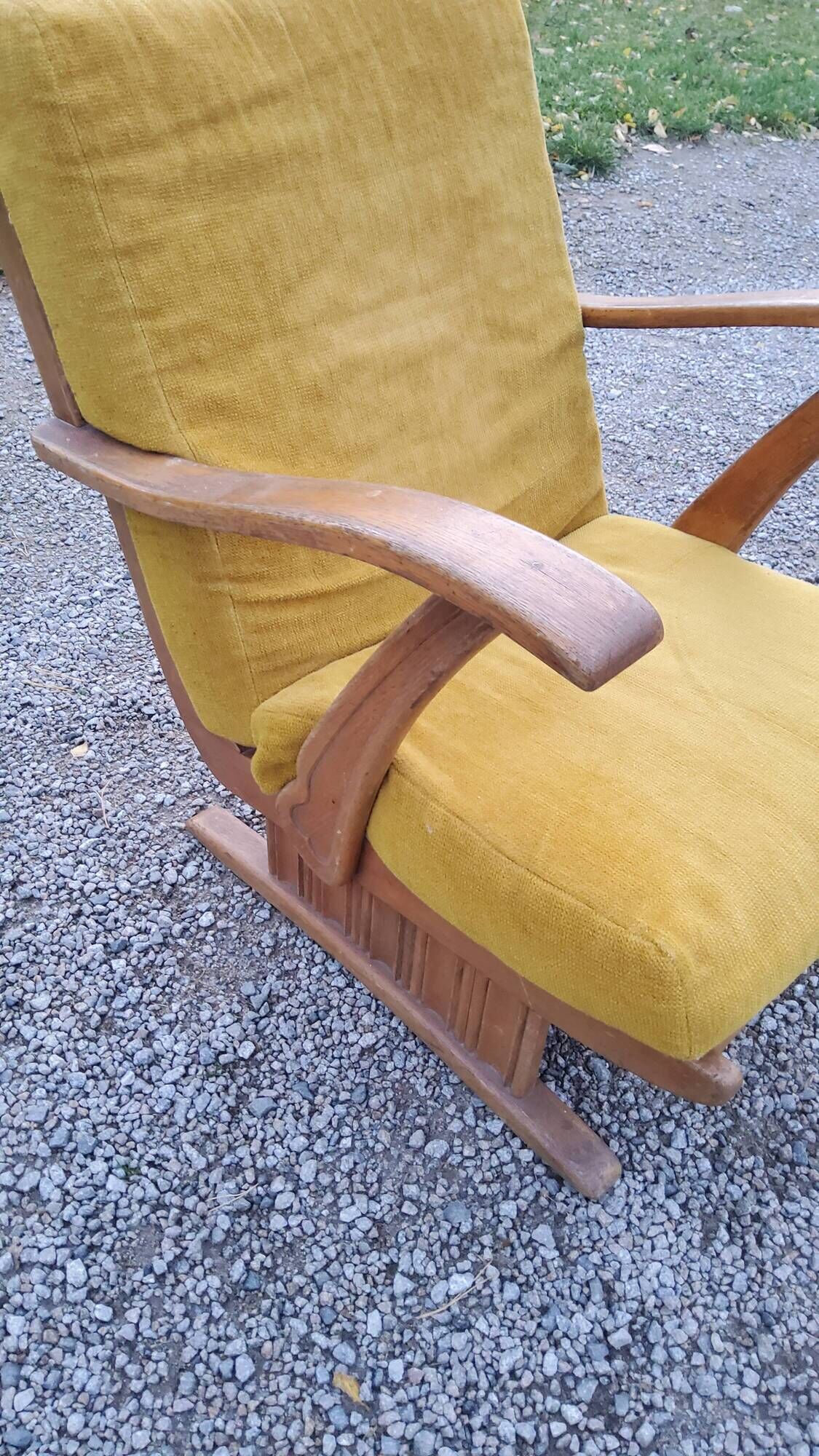 Sleigh armchair of the 40s/50s in oak