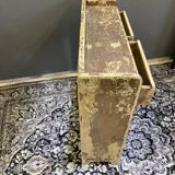 Old wooden brown hall cabinet with 2 drawers