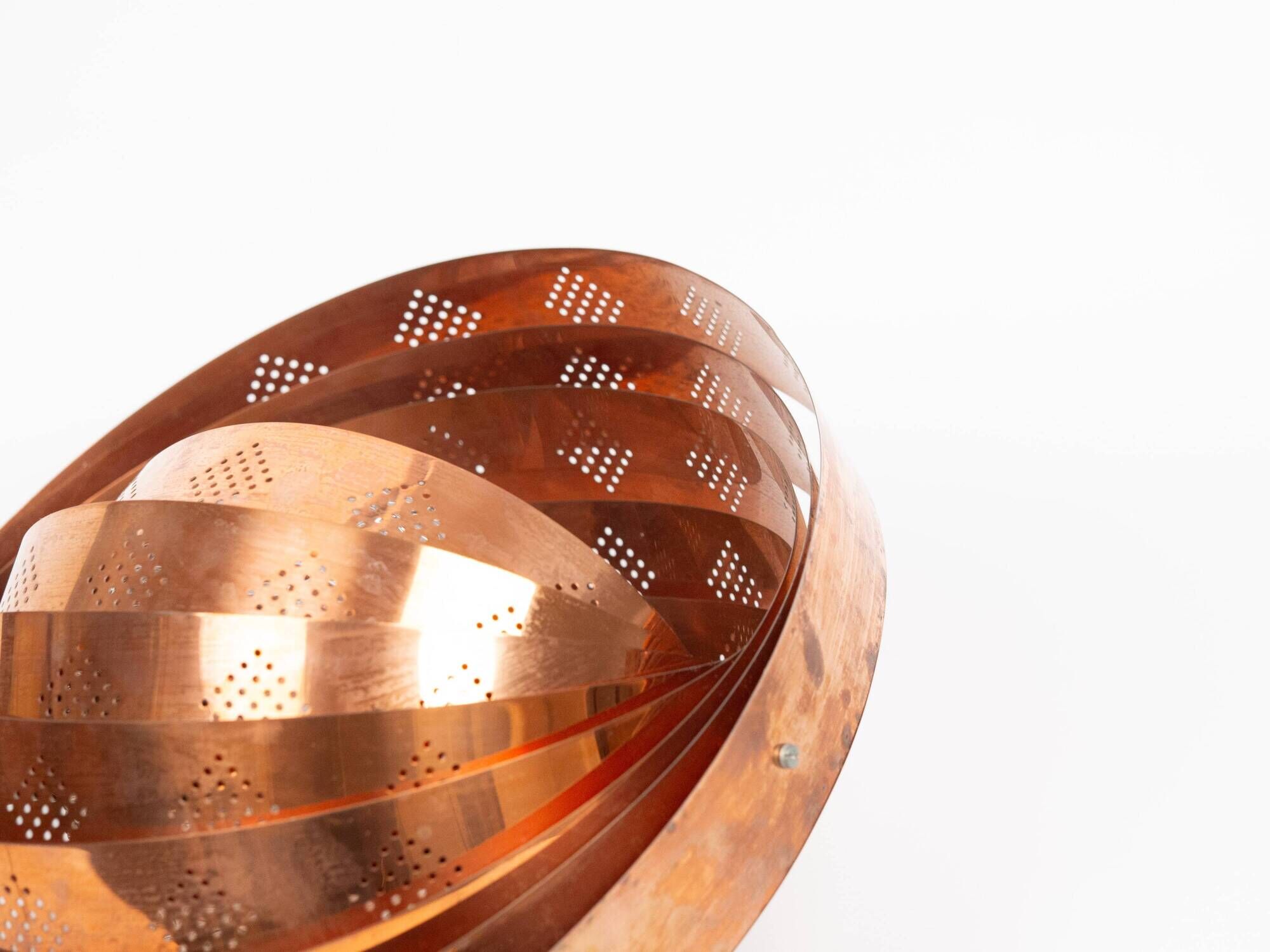 Vintage Moon Pendant Lamp by Werner Schou, Copper Scandinavian Design, Mid