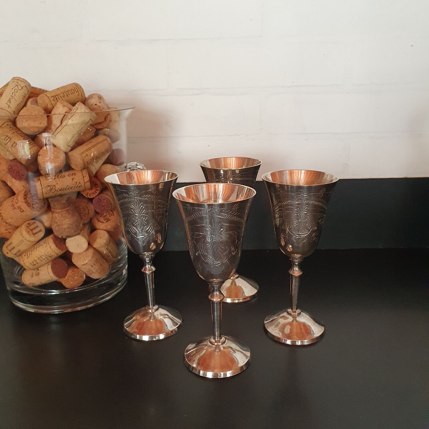 Silver metal glasses
