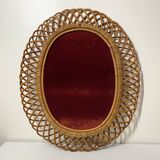 Oval rattan mirror attributed to franco albini - 1960's
