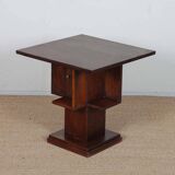 Geometric wooden side table from the 1940s.