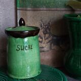Sugar pot Vintage handmade varnishing pottery
