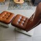 Vintage Lounge Chair & Ottoman "Origlia" – Tawny Leather & Pirelli Straps