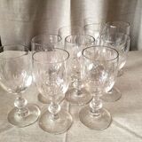 Suite of 10 drip or digestive glasses on crystalline waist