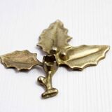 Vintage Holly Candle Holder, Brass