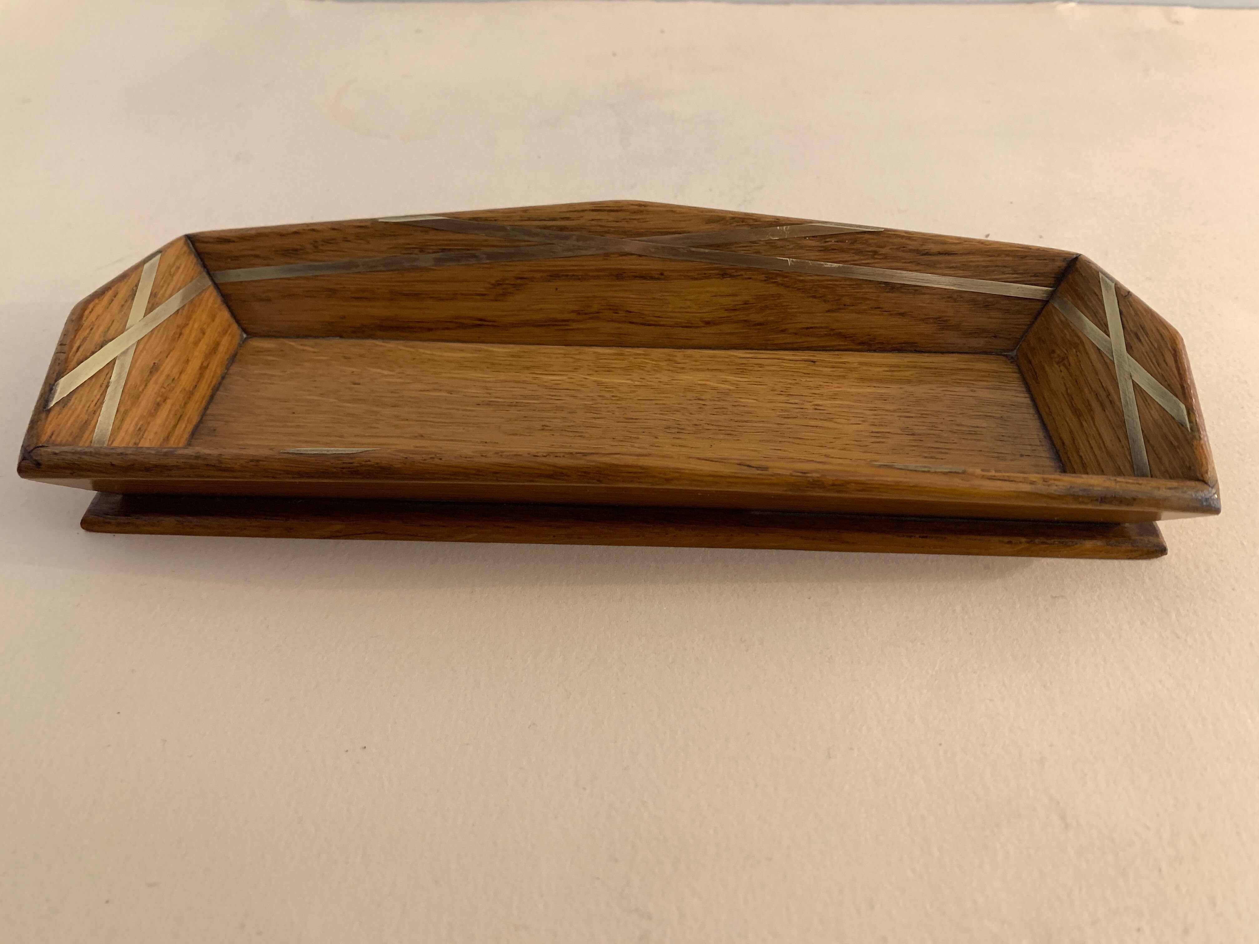 Wooden pencil holder with brass inserts, NINETEENTH