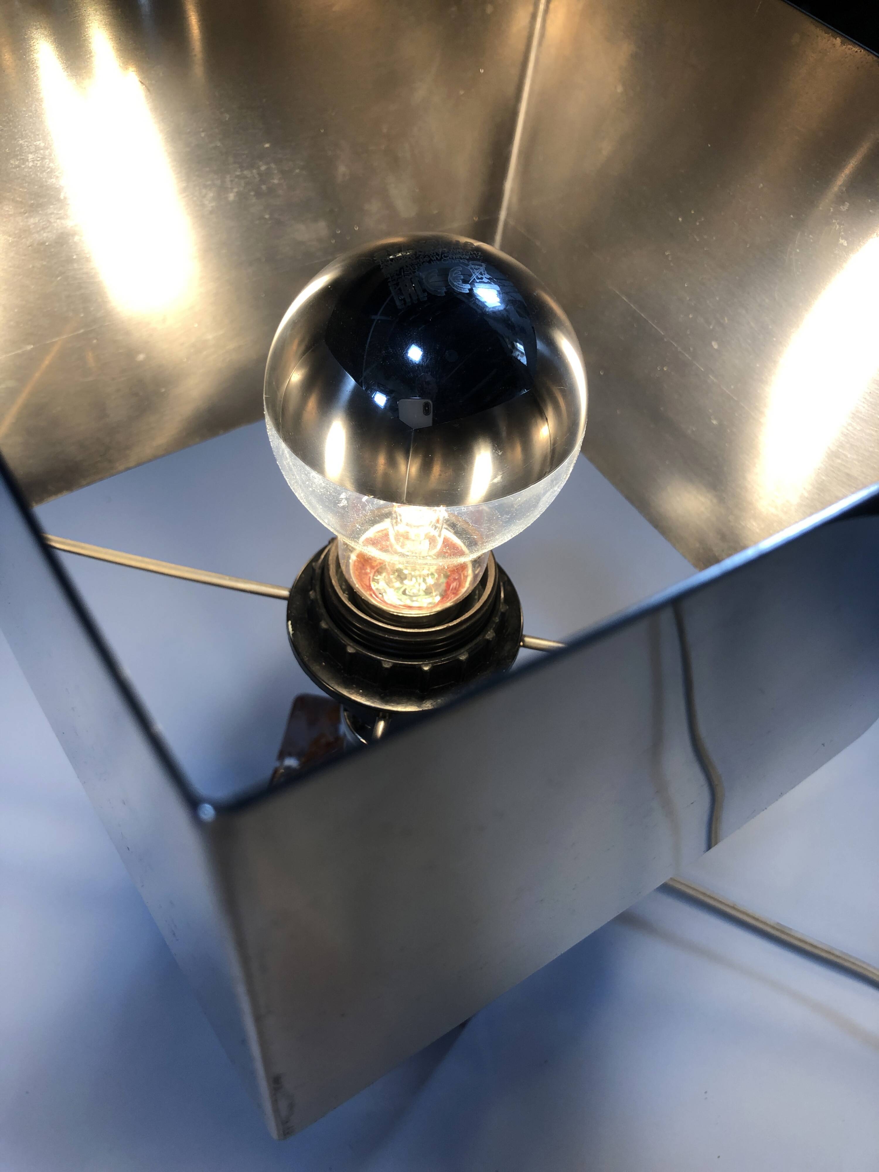 Table Lamp • Cube • Fractal Resin • Polished Steel • Chrome • 1970