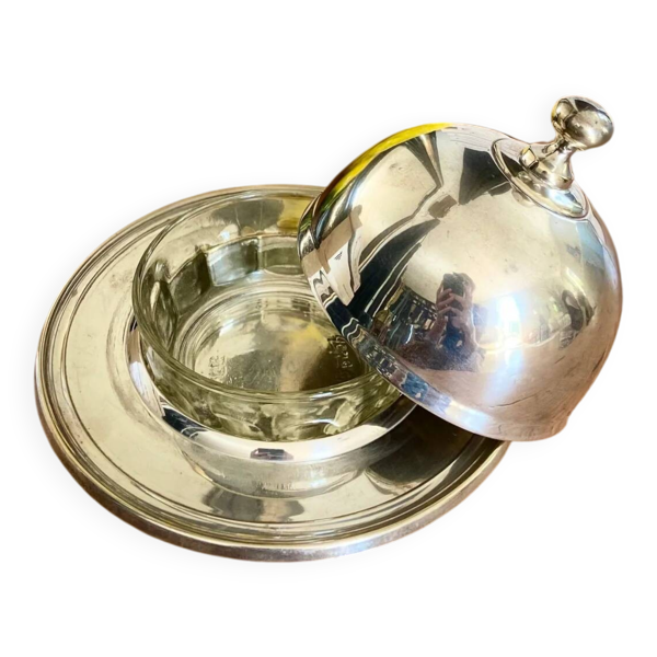 Beurrier ''cloche'' en métal argenté, 1960
