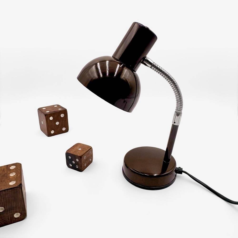 Chocolate desk lamp Veb Narva 1970s