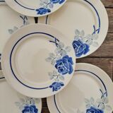 8 blue flower plates Badonviller Rosane