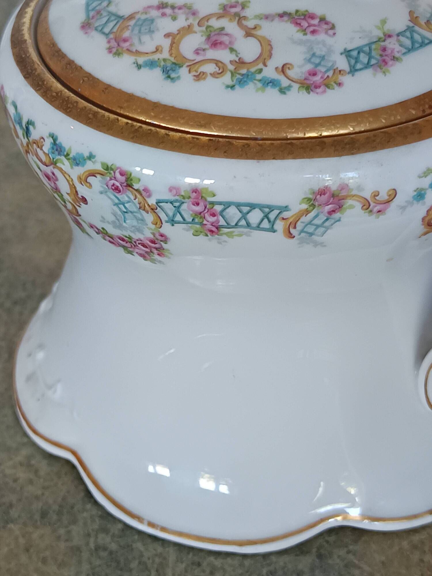 Limoges porcelain service – Lewis Straus & Sons – gold floral decoration