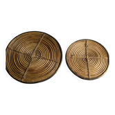 Rattan trivets attributed to Gabriella Crespi.