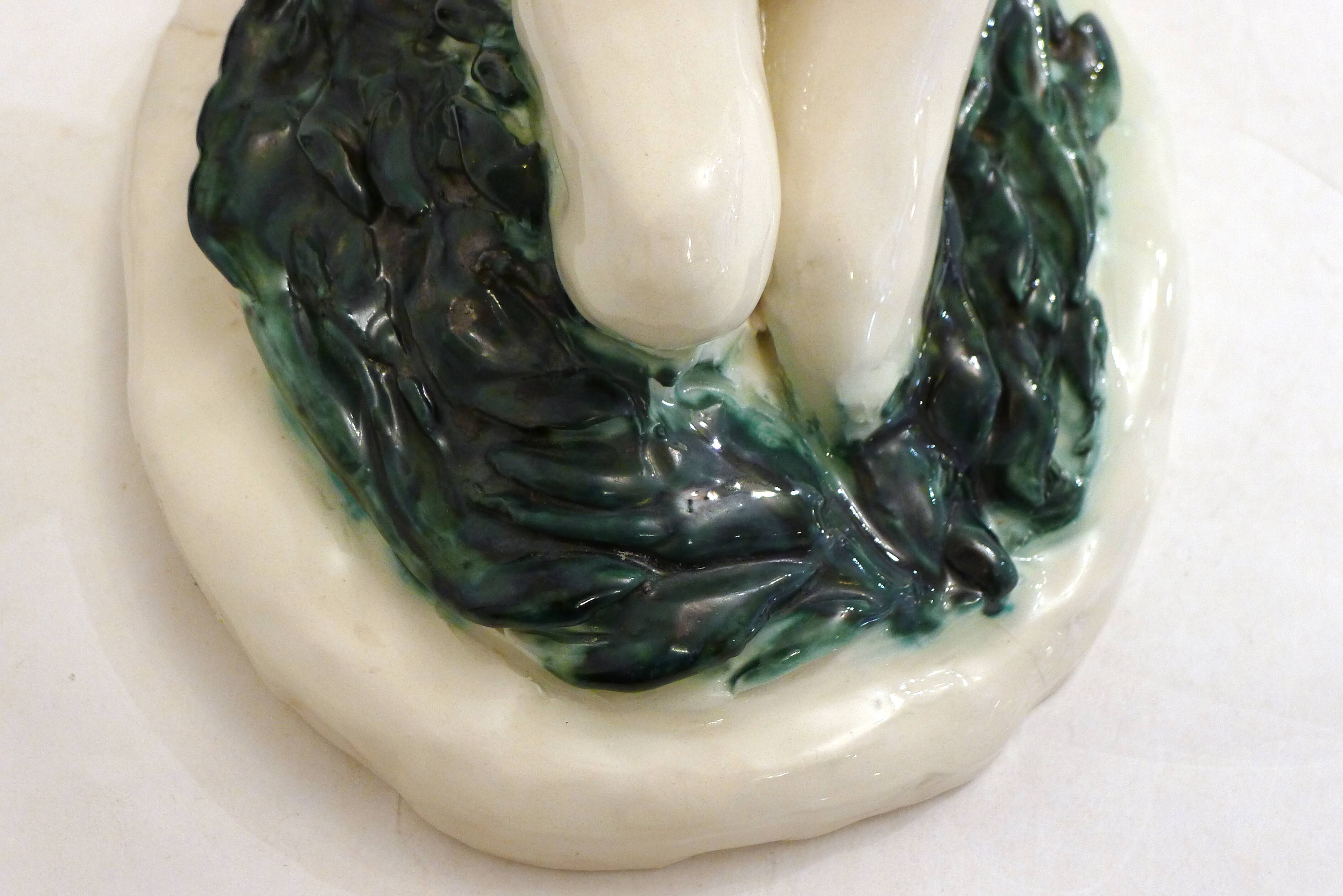 Mid-century Bathing Woman sculpture, ceramic piece.