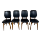 Set of 4 vintage chairs in black leatherette