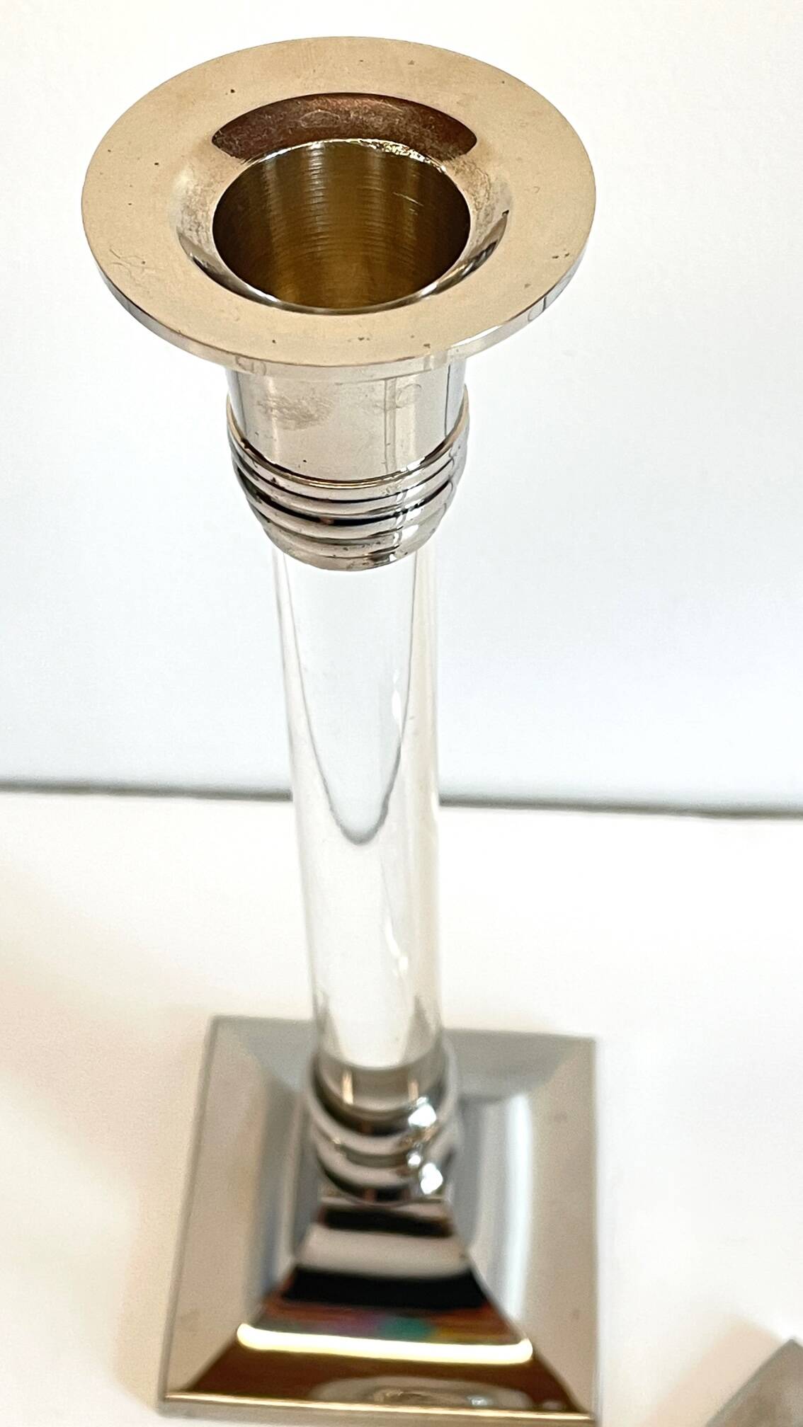 Vintage lucite and silver metal candle holders