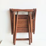 Chaise ancienne pliante 2 positions en bois latté