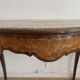Table d'appoint vintage bois marqueté et laiton