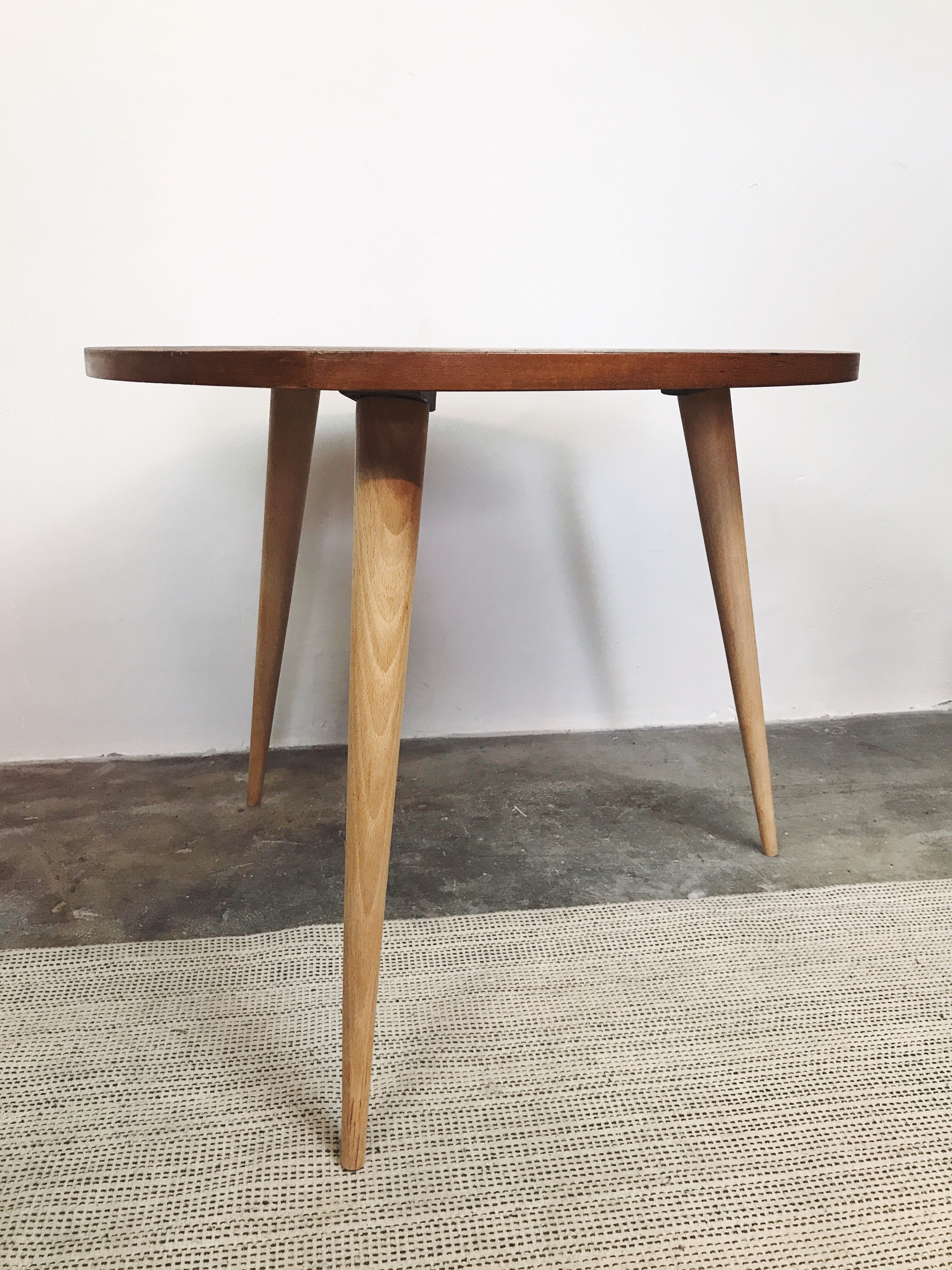 Wooden coffee table compass legs