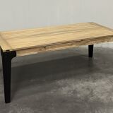 Industrial extendable dining table in wood and metal, 10/12 place settings